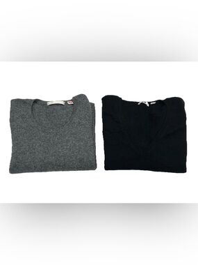 Uniqlo Lot (2) Woman’s Cashmere Sweater Black Gray Large Timeless Old Money